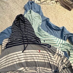 3 Polo Ralph Lauren Long Sleeve Lightweight Hoodies, teal, navy, blue 3XB Mens